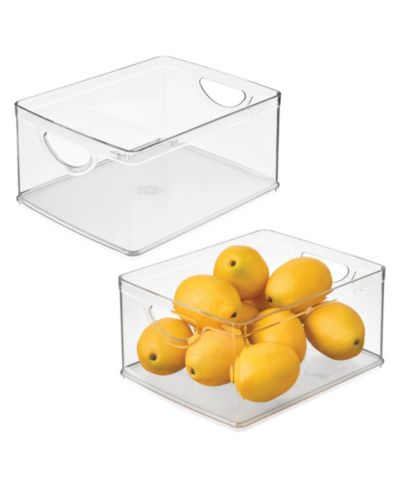 iDesign Stackable Pantry Storage Bin with Handles, Set of 2, Clear, Made in USA