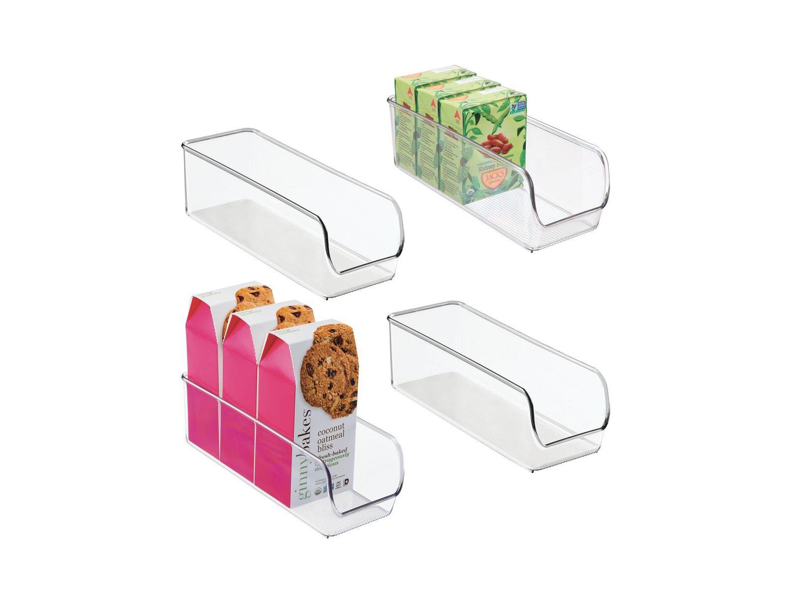 iDesign Narrow Pantry Bin for Kitchen Storage - Set of 4 - Clear