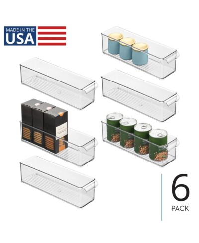 iDesign Stackable Fridge Storage Bin with Handle, Set of 6, Clear, Made in USA