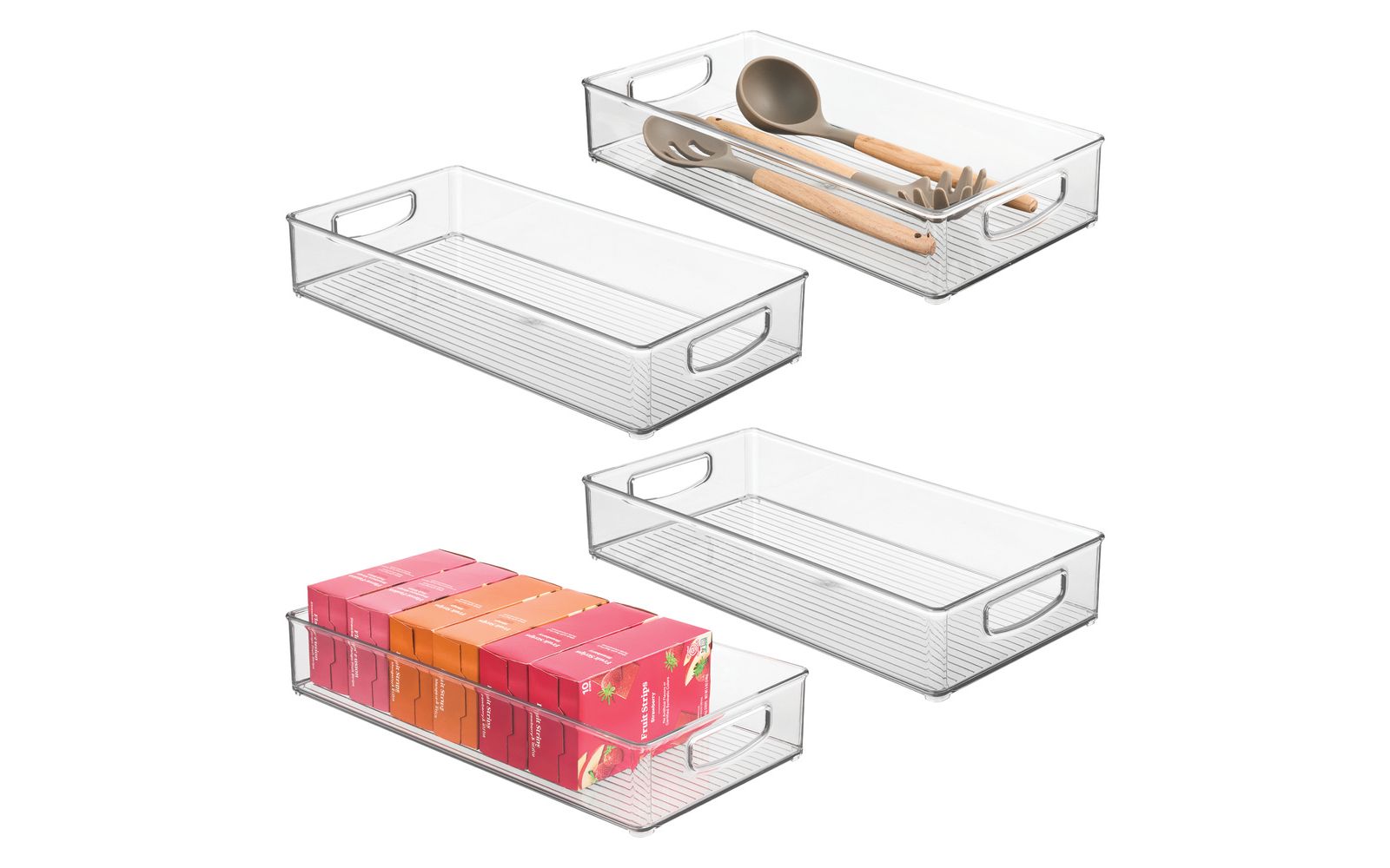 Контейнер для хранения iDesign Stackable Pantry с ручками, набор из 4 шт., прозрачный