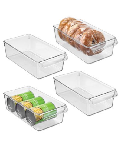 iDesign Fridge Storage Tray with Handle - Set of 4 - Clear