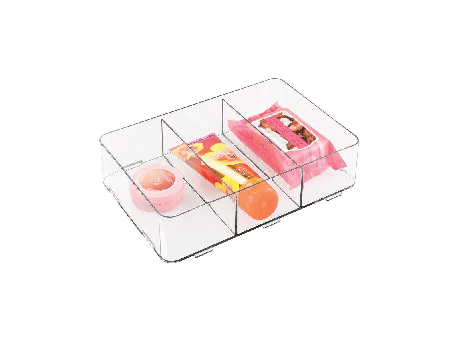 iDesign Interlocking 3-Section Plastic Drawer Organizer - Clear