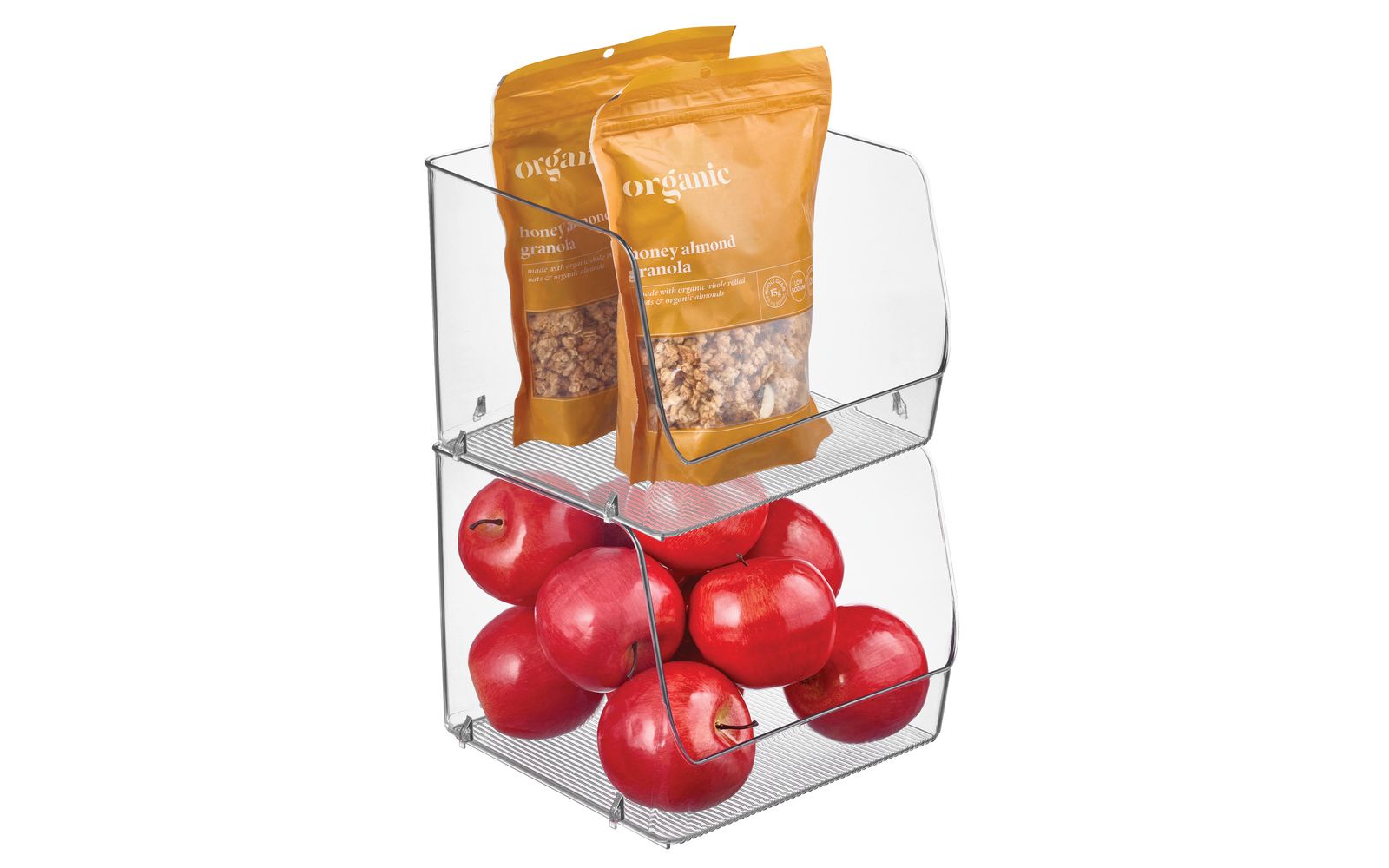 iDesign Stackable Open-Front Storage Bin - Set of 2 - Clear - Made in USA