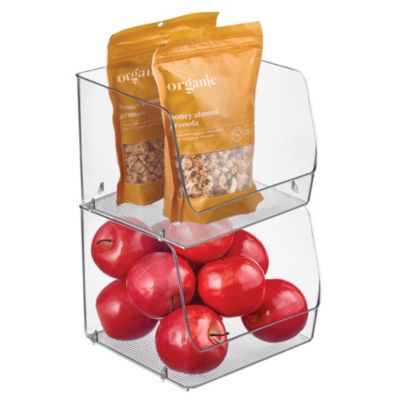 iDesign Stackable Open-Front Storage Bin - Set of 2 - Clear - Made in USA