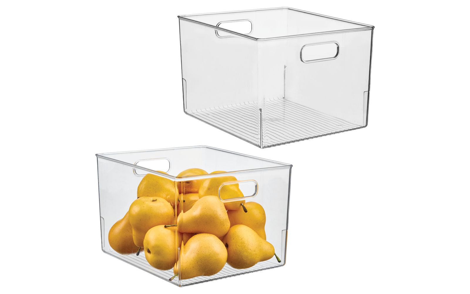 iDesign Plastic Storage Bin with Handles - Set of 2 - Clear - Made in USA