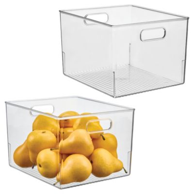 iDesign Plastic Storage Bin with Handles - Set of 2 - Clear - Made in USA