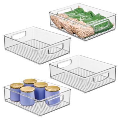 iDesign Plastic Stackable Pantry Bin with Handles, Set of 4, Clear, Made in USA