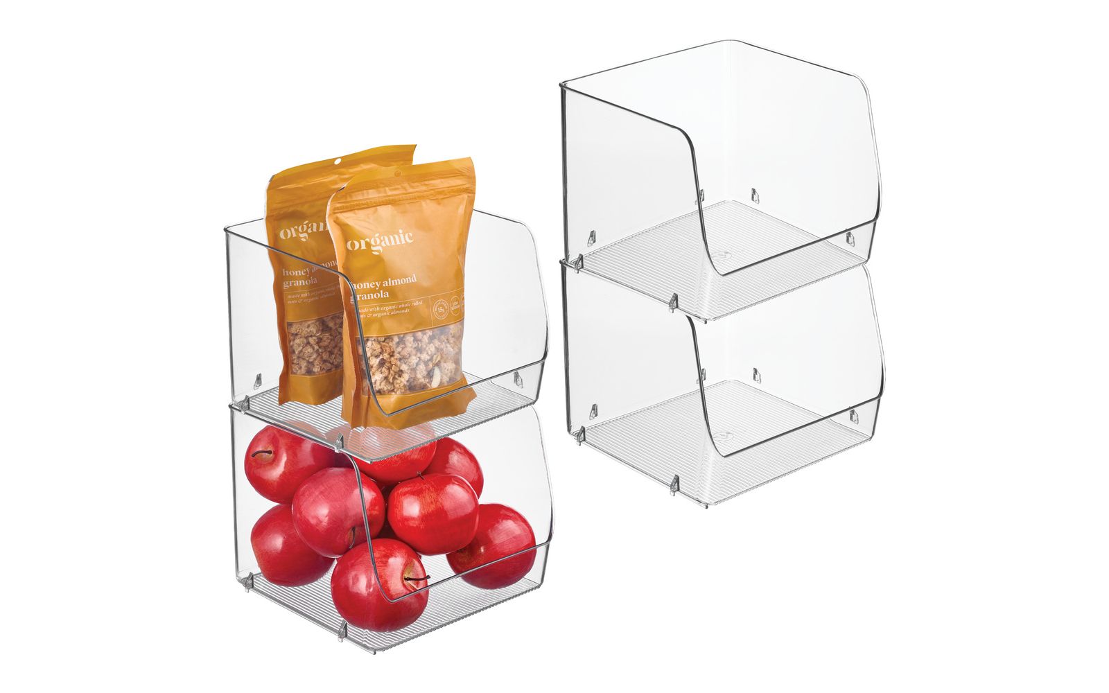 iDesign Stackable Open-Front Storage Bin - Set of 4 - Clear