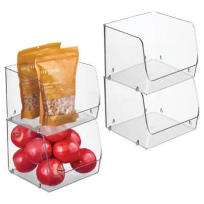 iDesign Stackable Open-Front Storage Bin - Set of 4 - Clear