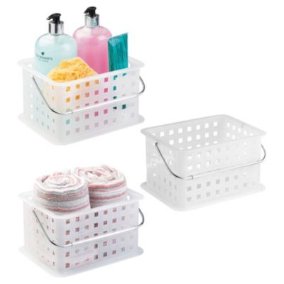 iDesign Small Stackable Shower Basket, Set of 3, Clear/Frost
