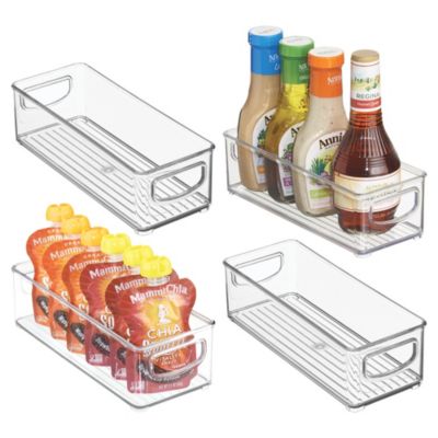 iDesign Set of 4 Plastic Stackable Pantry Bin with Handles