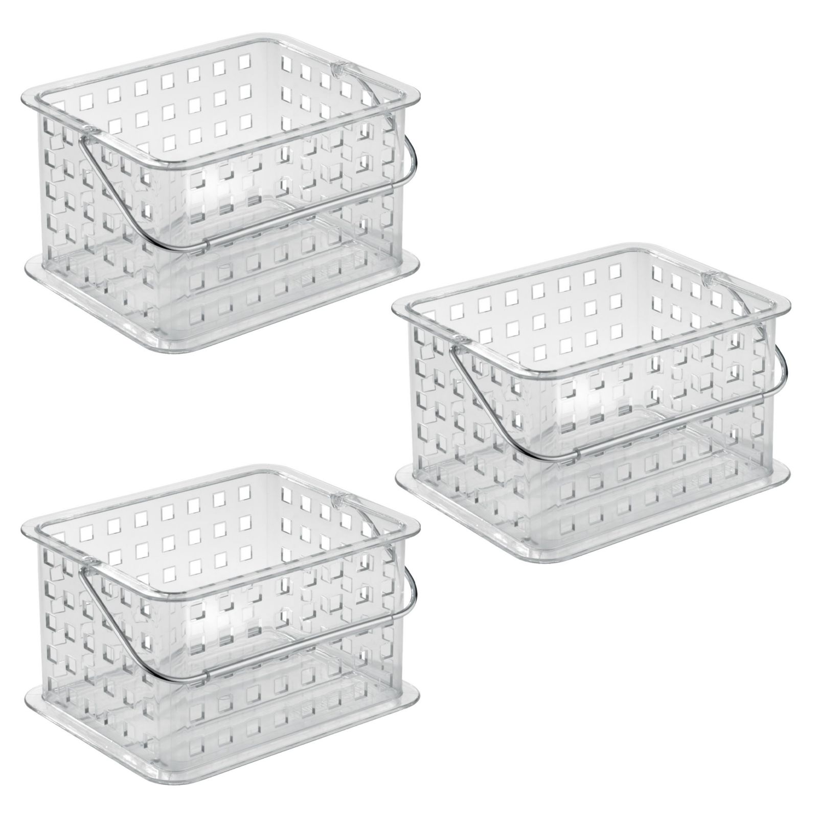 iDesign Small Stackable Shower Basket, Set of 3, Clear, Made in USA
