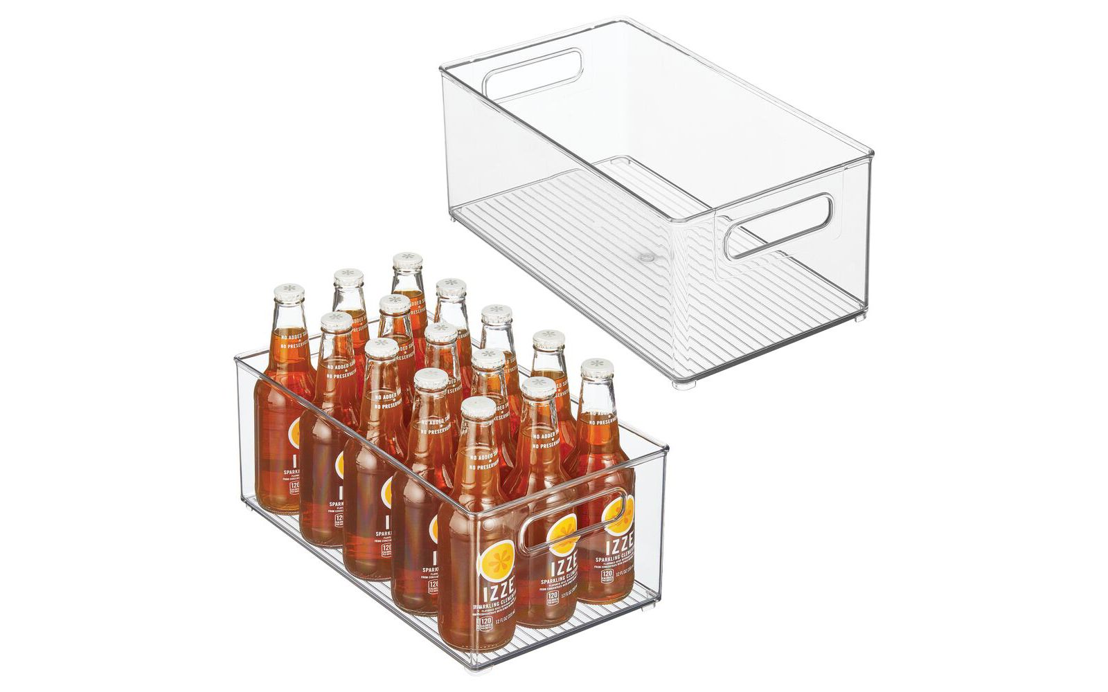 iDesign Plastic Stackable Fridge Bin with Handles, Set of 2, Clear, Made in USA