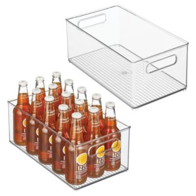 iDesign Plastic Stackable Fridge Bin with Handles, Set of 2, Clear, Made in USA