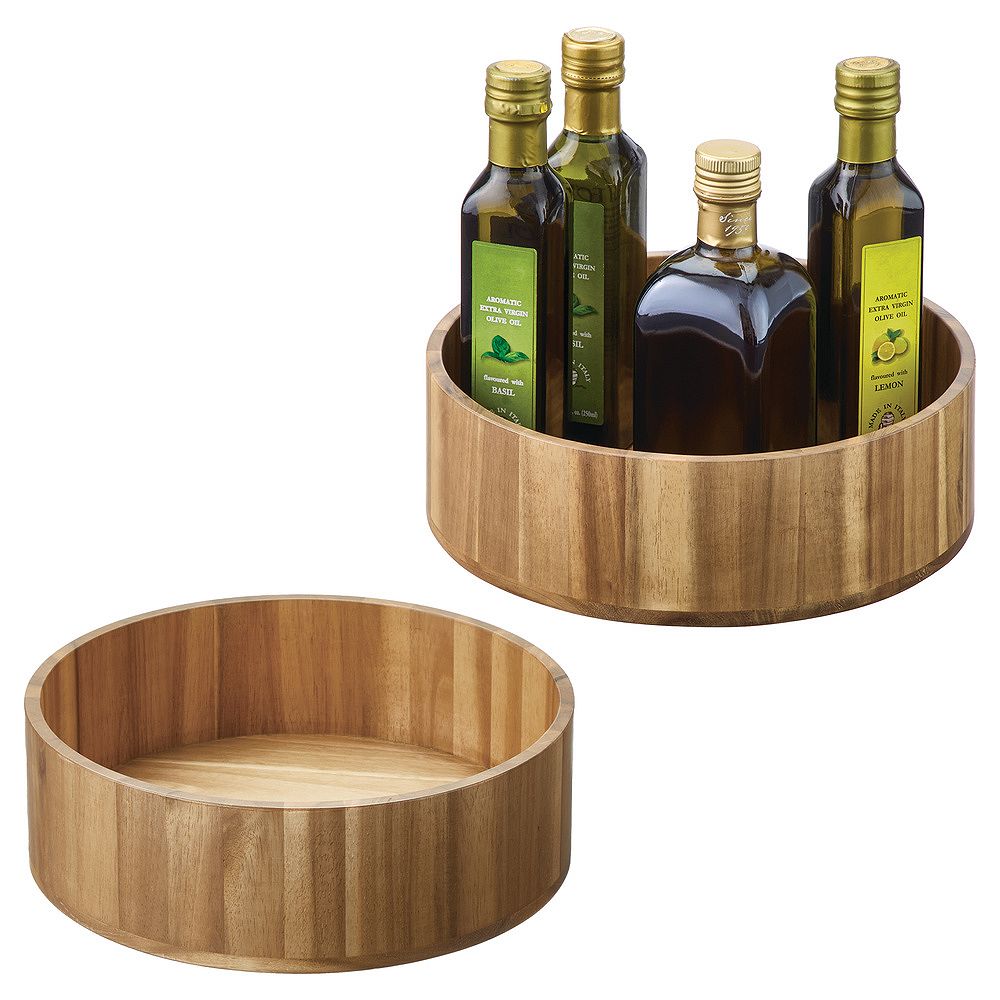 Вращающаяся подставка iDesign из акации, круглая, 10 дюймов, набор из 2 шт, натуральный