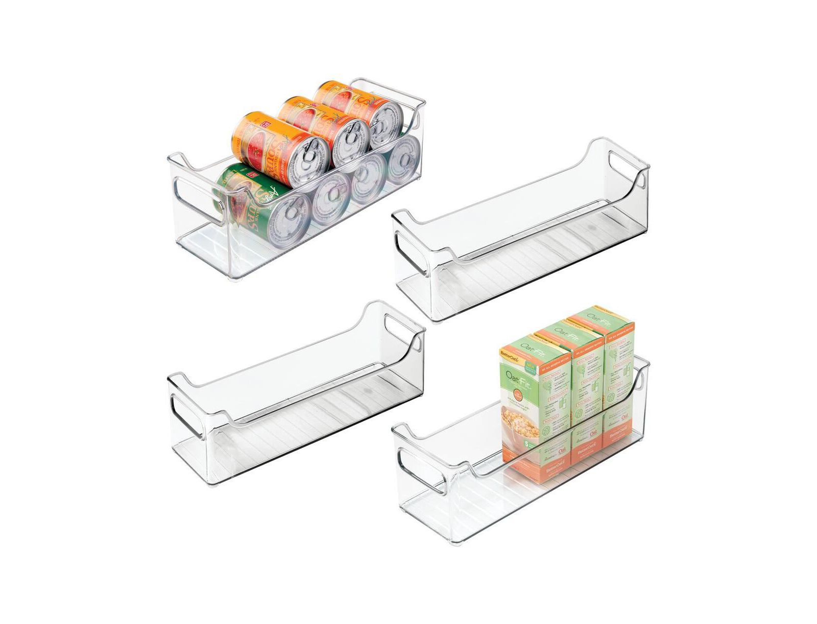 iDesign Set of 4 Stackable Plastic Pantry Bin with Handles