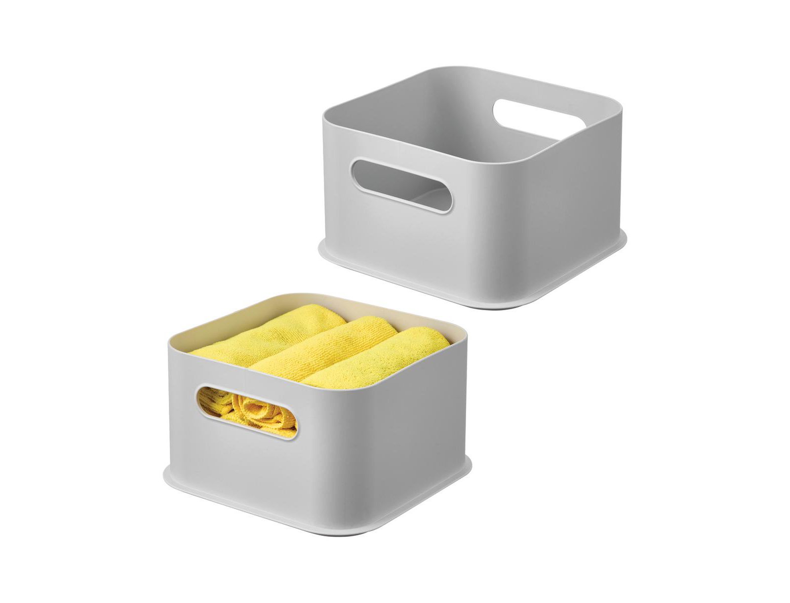iDesign Plastic Pantry Storage Bin with Handles - Set of 2 - Gray - Made in USA