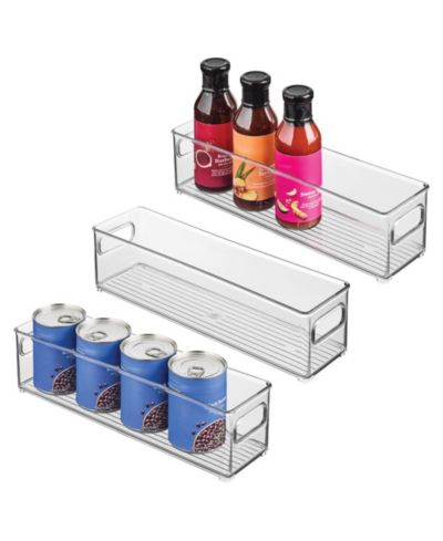 iDesign Set of 3 Plastic Stackable Fridge Bin with Handles