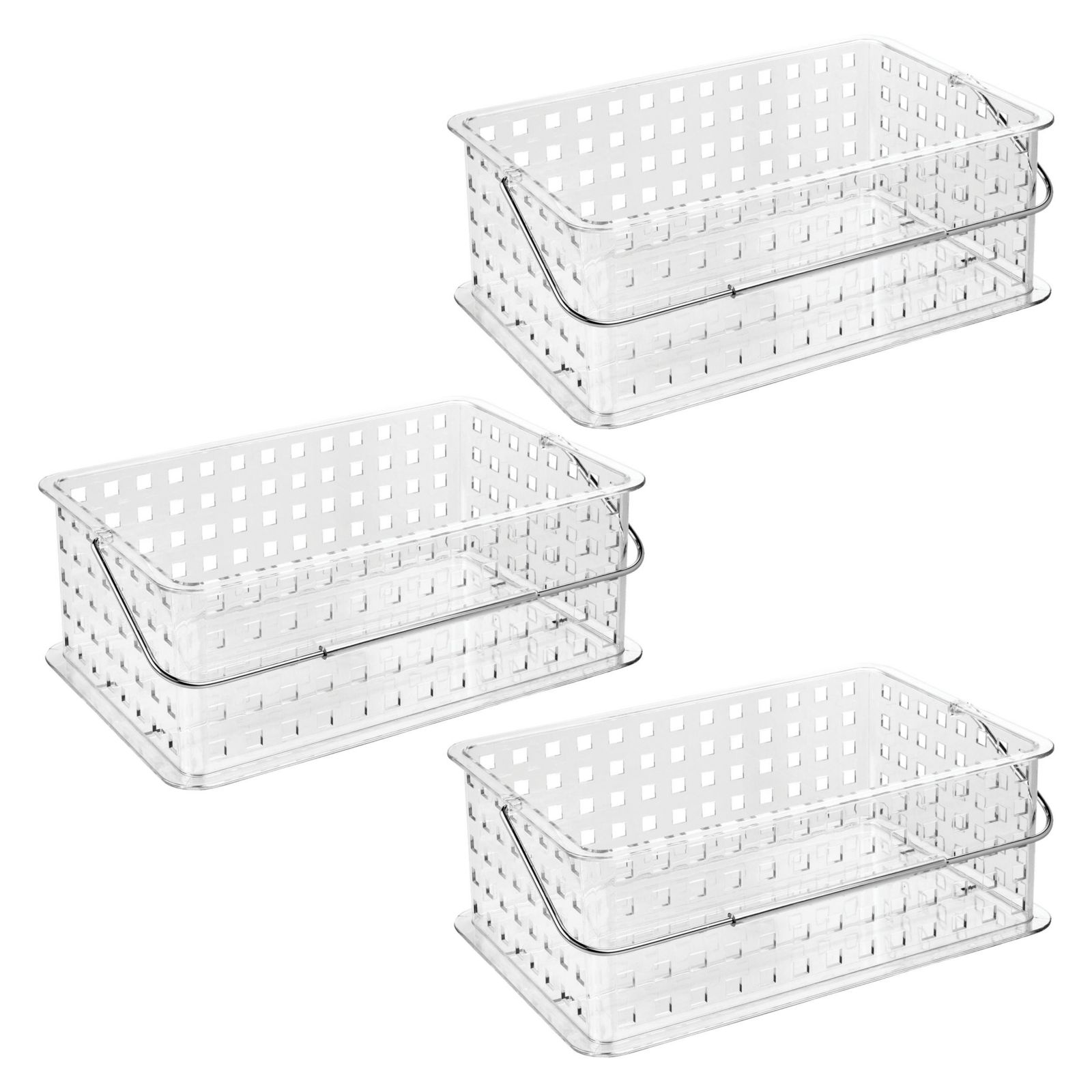 iDesign Set of 3 Large Stackable Shower Caddy Basket