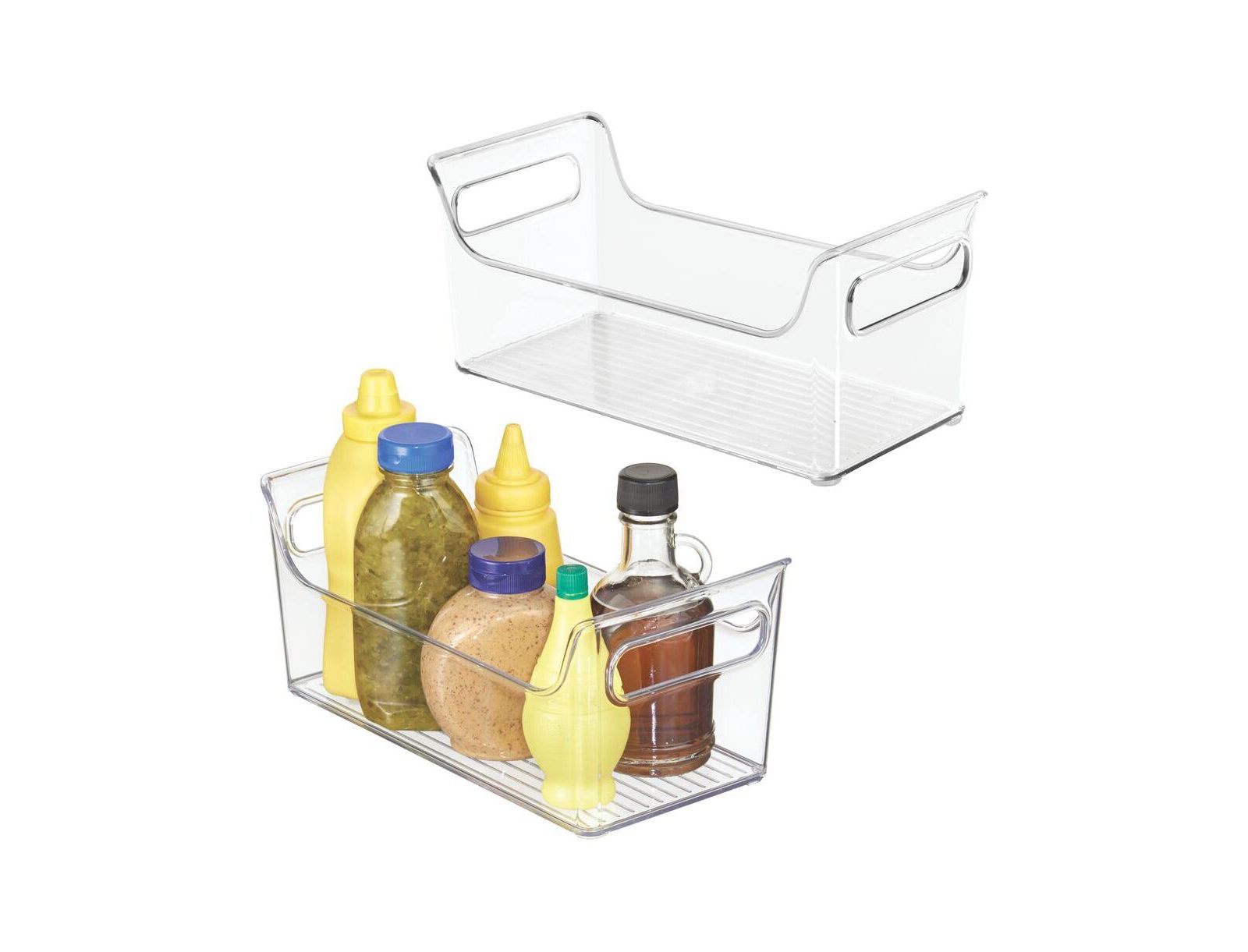 iDesign Plastic Condiment Organizer with Handles, Set of 2, Clear, Made in USA