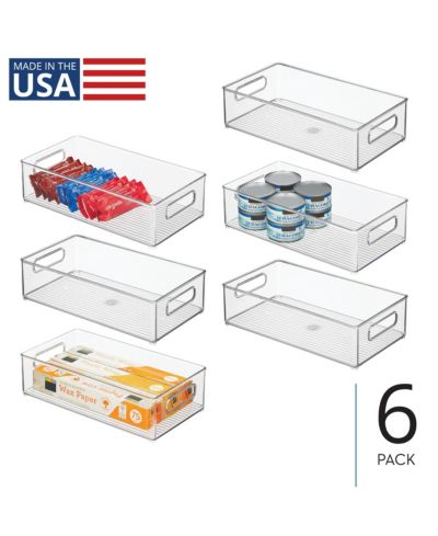 iDesign Plastic Stackable Fridge Bin with Handles, Set of 6, Clear, Made in USA