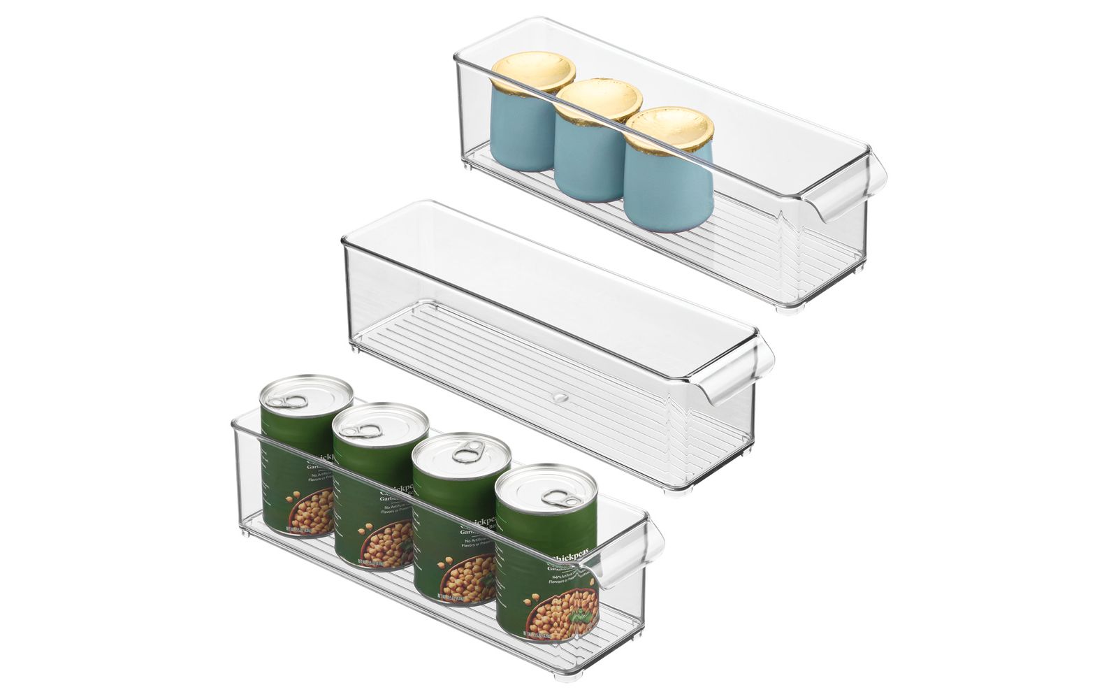 iDesign Set of 3 Stackable Fridge Storage Bin with Handle