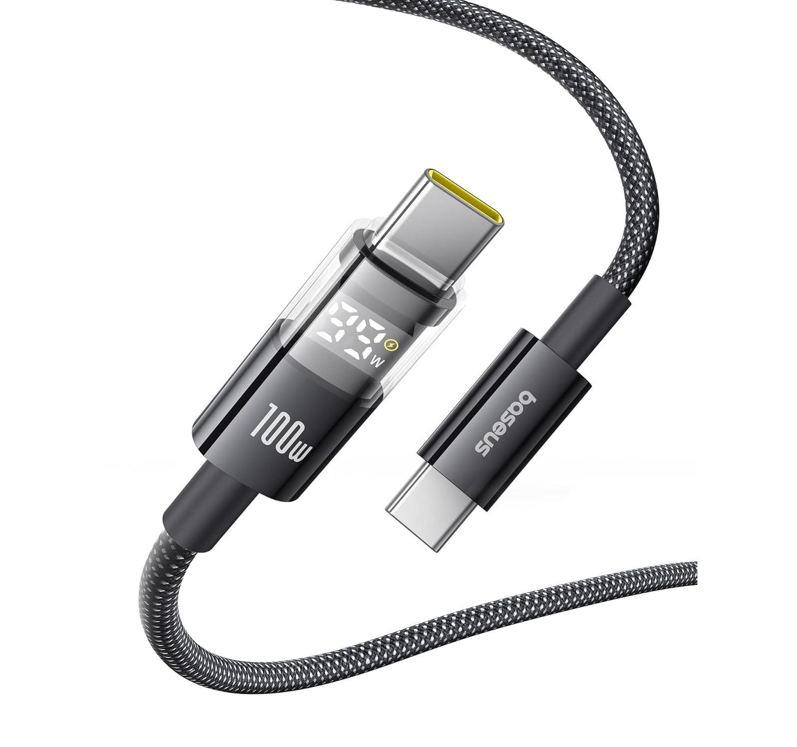 Baseus Display 2 LED Display 100W Fast-Charging USB-C to USB-C Cable, Compatible with Most USB-C Devices