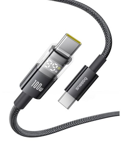 Baseus кабель USB-C на USB-C для быстрой зарядки с 100W Power Delivery и LED дисплеем