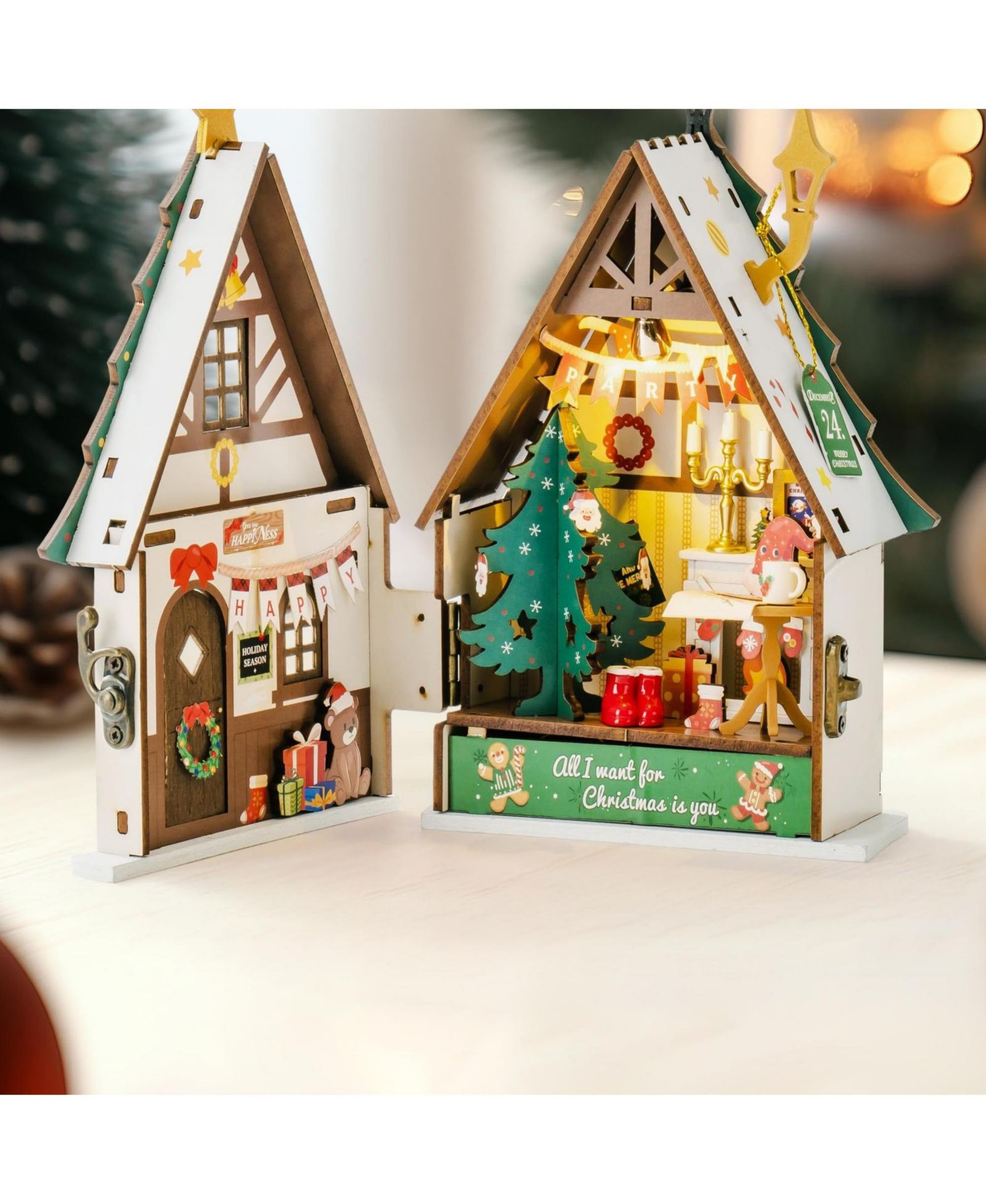 3D Пазл Robotime Miniature Dollhouse Kits Twinkling Christmas House