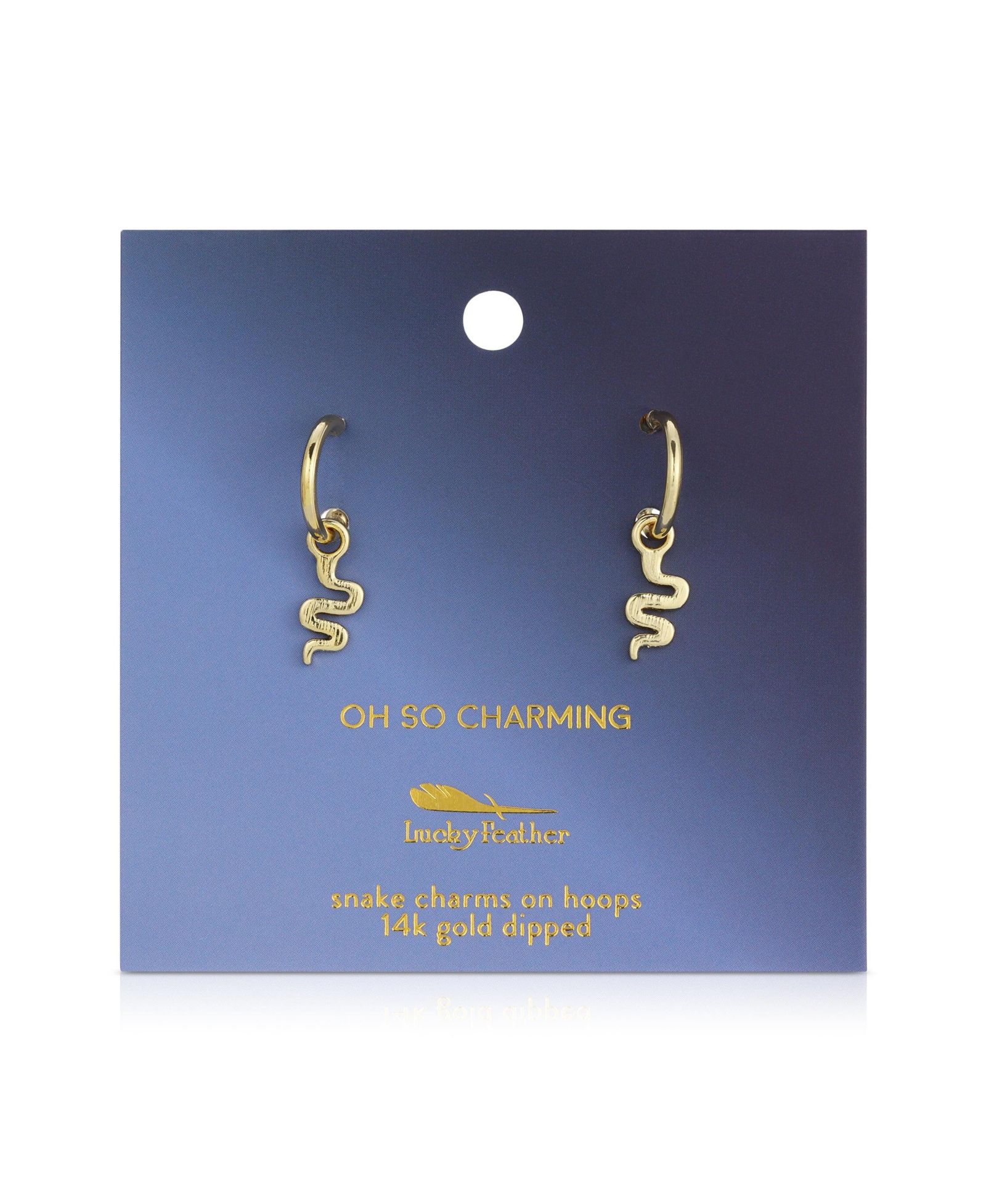 Серьги-кольца Lucky Feather Hoops with Drop - Snake - OH SO CHARMING