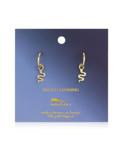 Серьги-кольца Lucky Feather Hoops with Drop - Snake - OH SO CHARMING