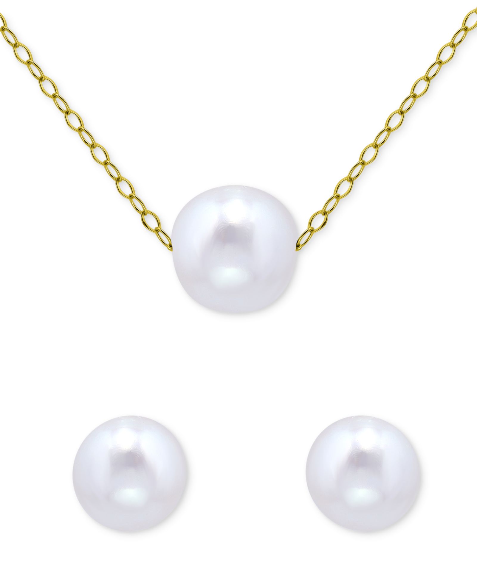 Набор Giani Bernini 2-Pc. Set Freshwater Pearl (8 & 10mm) Solitaire Pendant Necklace & Matching Stud Earrings