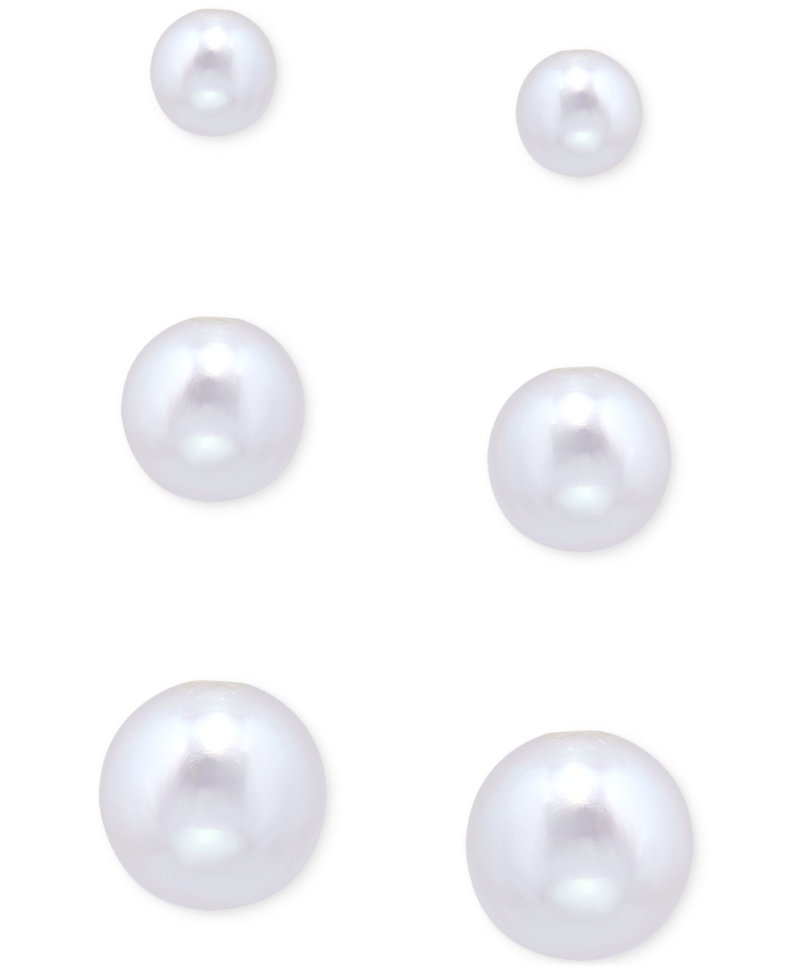 Giani Bernini 3-Pc. Set Freshwater Pearl Graduated Stud Earrings in Sterling Silver, Macy's Exclusive