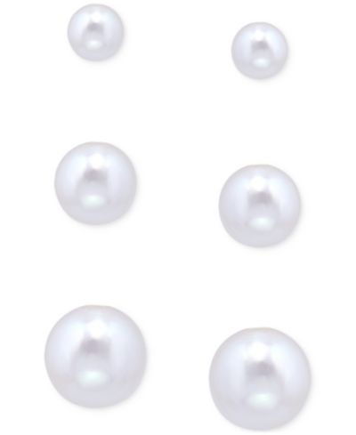 Набор сережек-гвоздик Giani Bernini Freshwater Pearl Graduated в стерлинговом серебре, 3 шт.