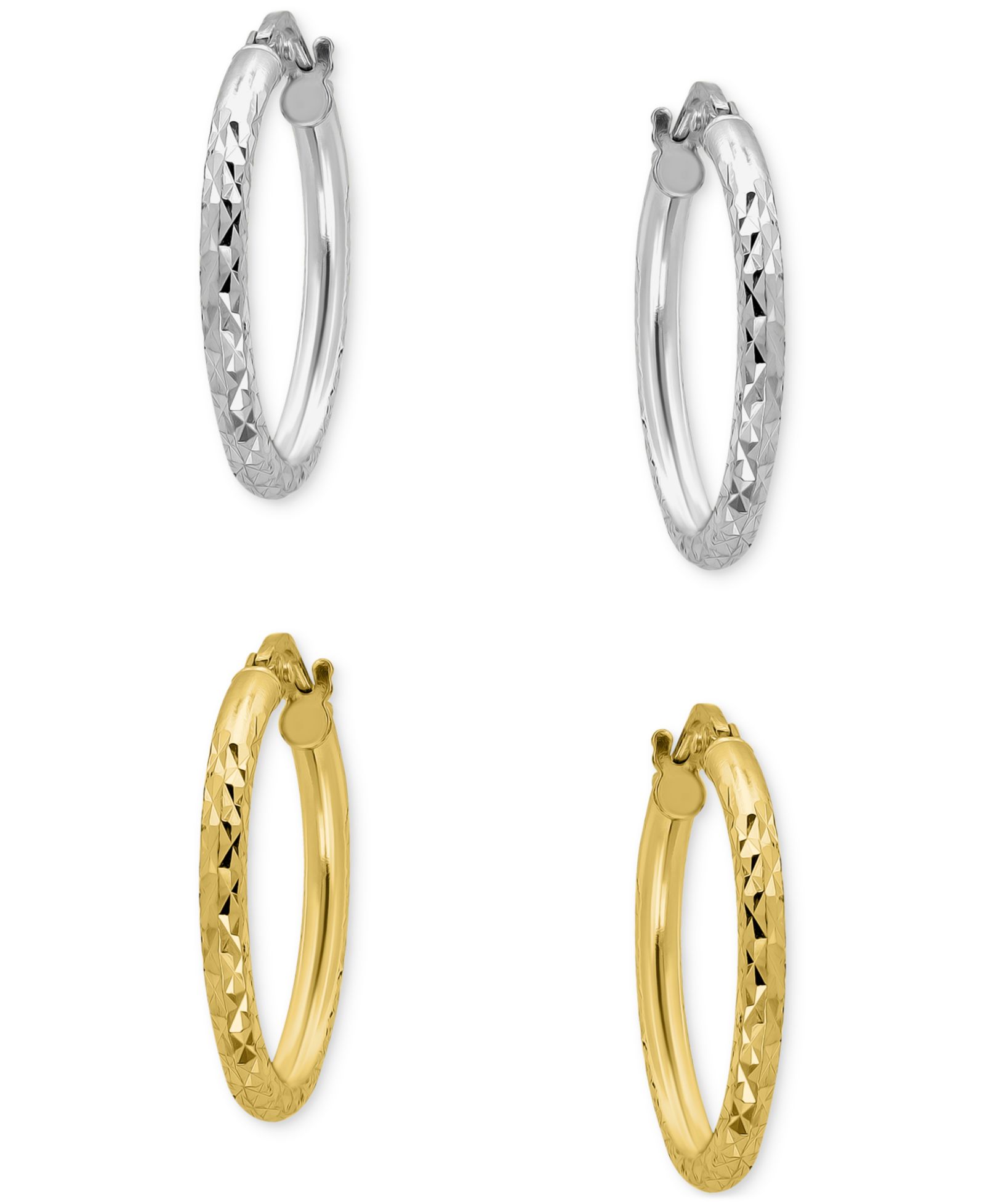 Giani Bernini набор сережек-колец 2-Pc. Faceted Textured Small, 0.75"