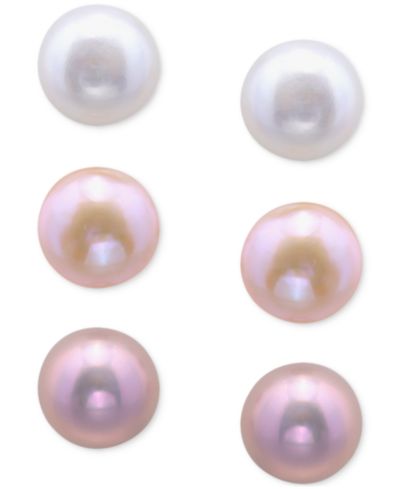 Набор из 3-х пар гвоздик Giani Bernini Freshwater Pearl из стерлингового серебра