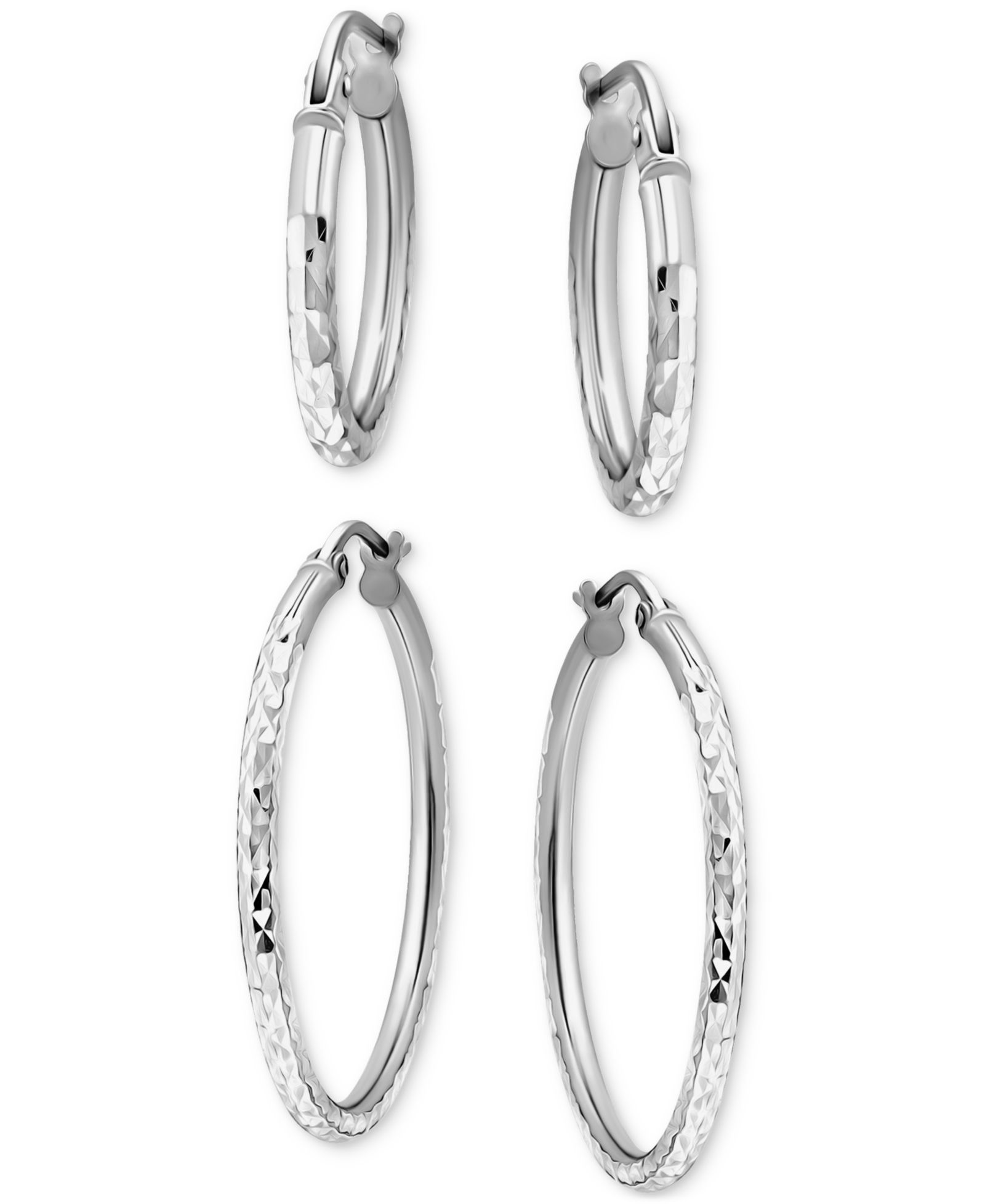 Серьги-кольца Giani Bernini 2-Pc. Set Faceted Texture Small Sterling Silver