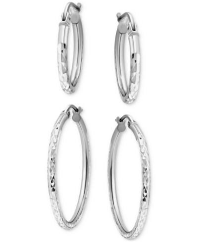 Серьги-кольца Giani Bernini 2-Pc. Set Faceted Texture Small Sterling Silver