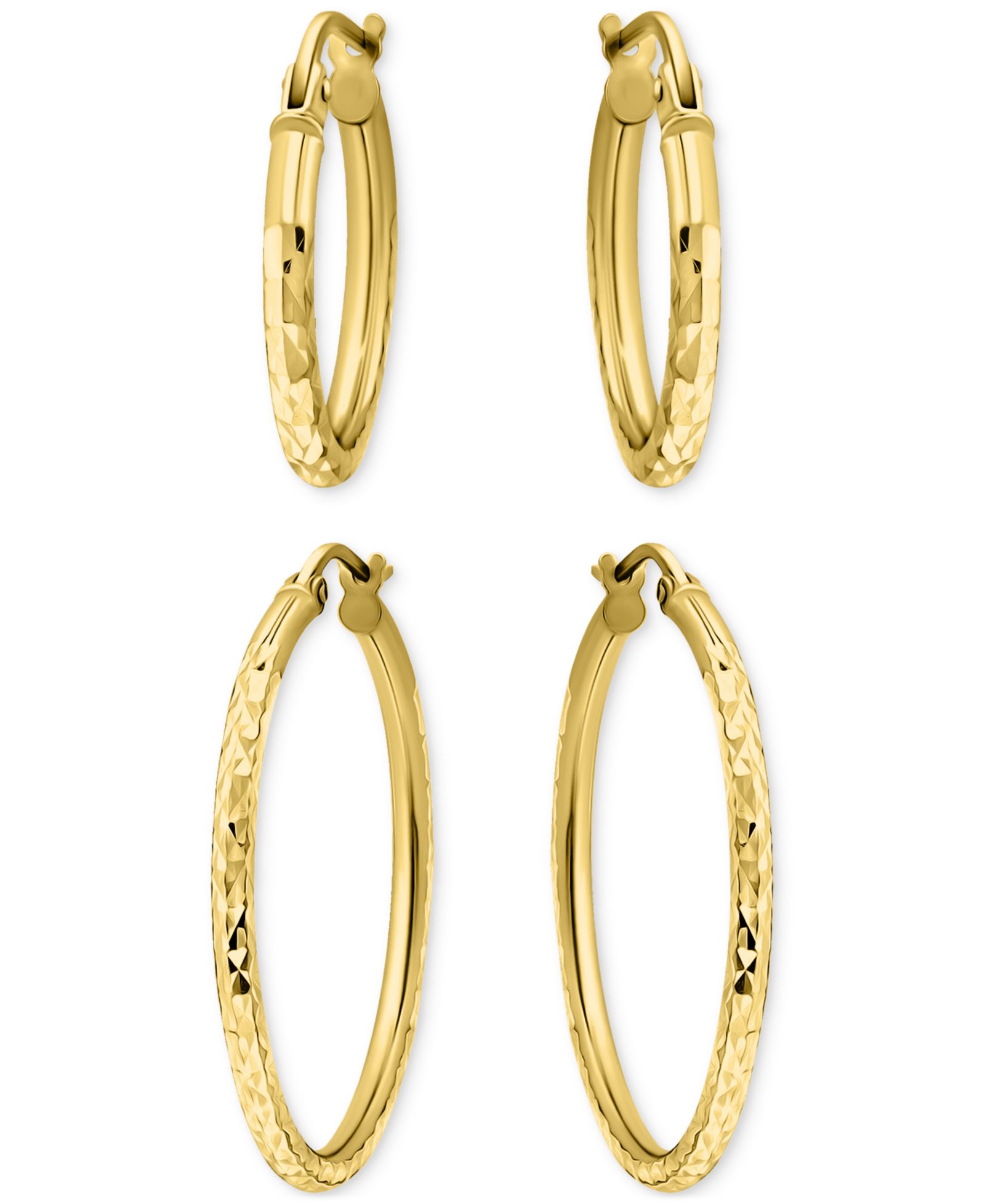 Giani Bernini 2-Pc. Set Textured Small Hoop Earrings in 18k Yellow Gold over Sterling Silver, Macy's Exclusive