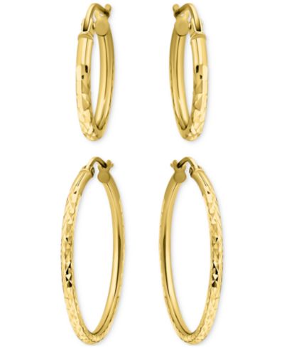 Серьги Giani Bernini Textured Small Hoop из 18k Yellow Gold и Sterling Silver