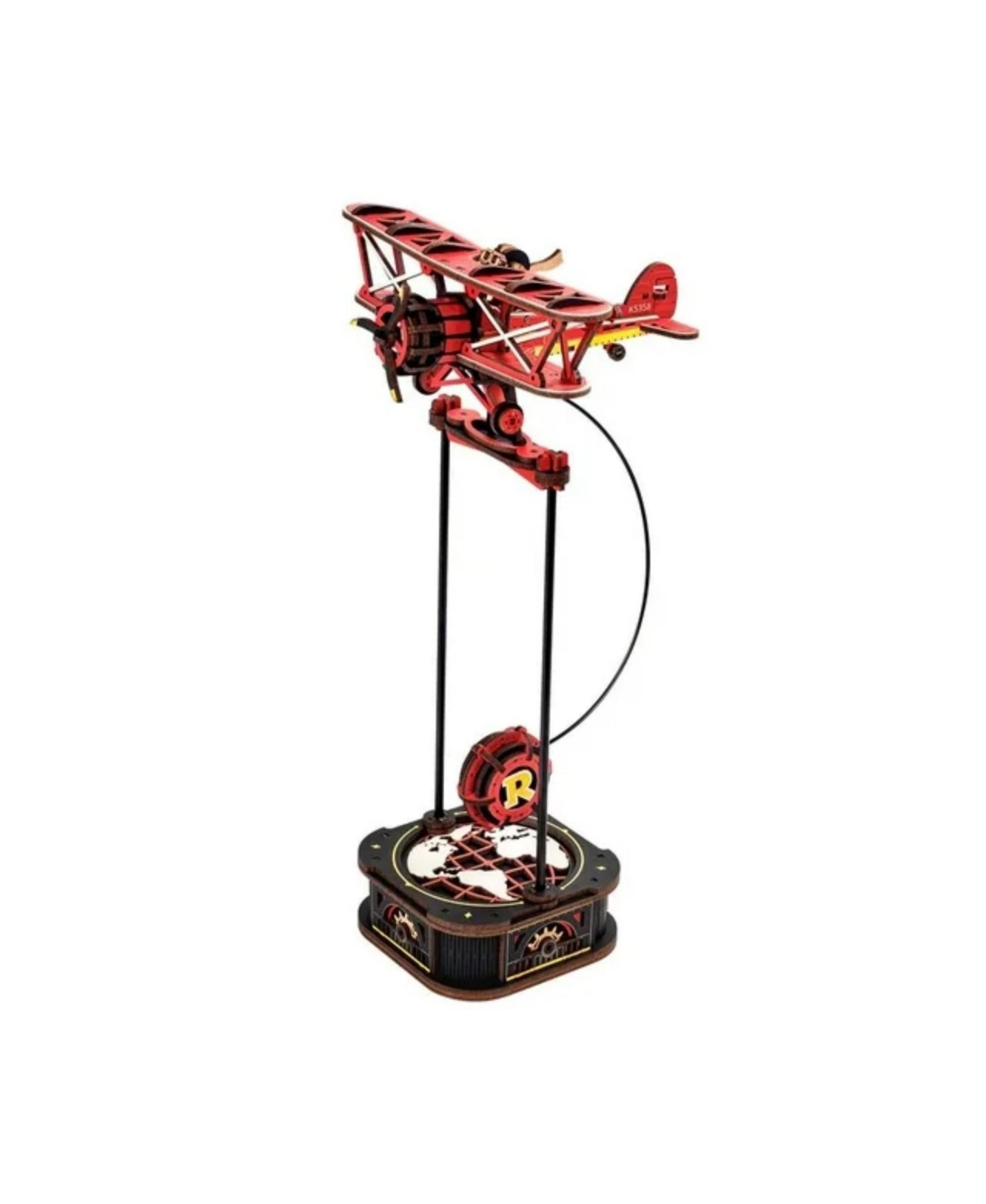 3D Пазл Robotime Wooden Model Aircraft Theme DIY Pendulum Toy для детей и взрослых, Red, 5.7"6.7"12.4