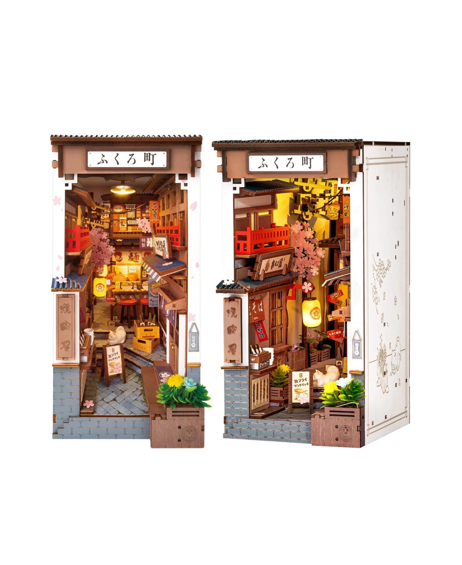 ROBOTIME 3D Пазл Sakura Wine Alley, деревянная модель с аксессуарами, декоративная подставка для книг, разноцветная, 4.37"x7.67"x8.7"