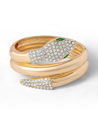 Jessica Simpson Snake Hinge Bracelet in Gold-Tone with Crystal Eyes