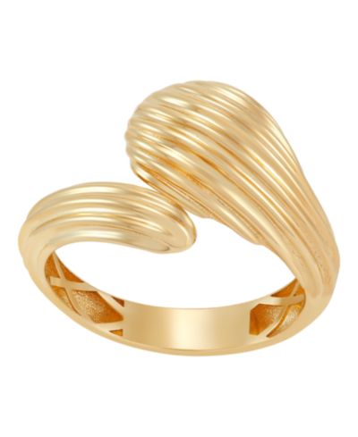 Macy's Полированное градиентное кольцо с ребристой текстурой из золота 10k Yellow Gold
