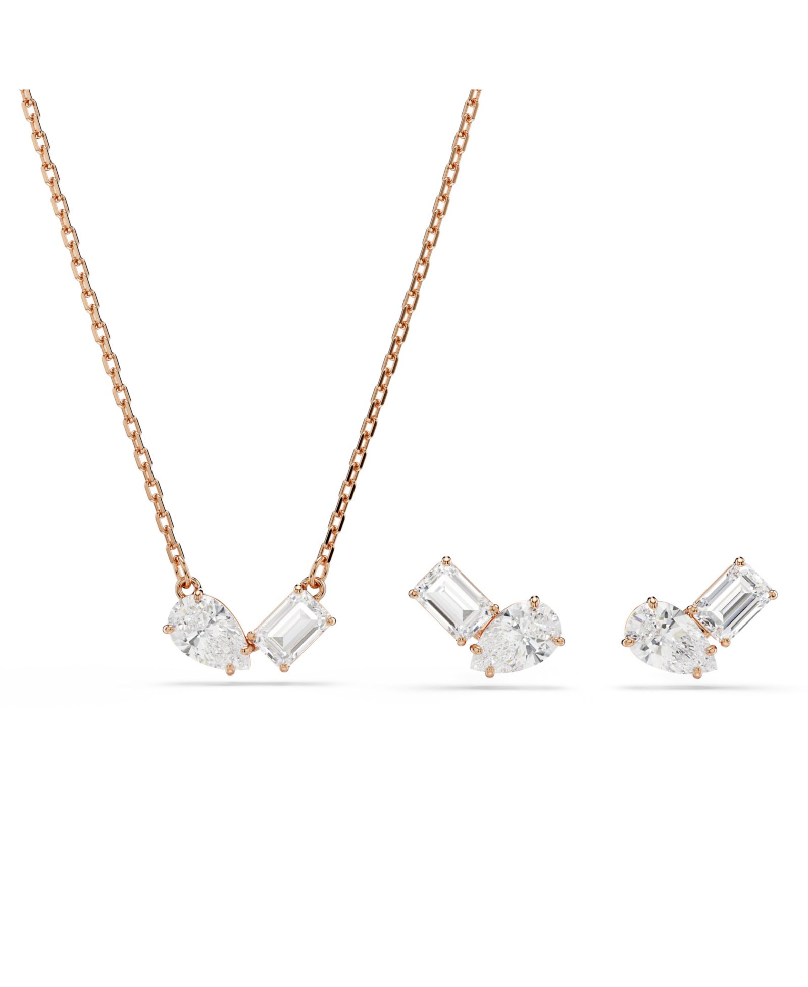 Swarovski комплект серег и ожерелья с покрытием под розовое золото Mesmera