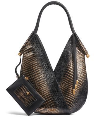 Donna Karan New York Baldwin Metallic Croco Medium Shoulder Handbag