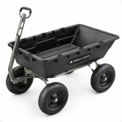 Gorilla Carts Heavy Duty Poly Yard Dump Cart Garden Wagon with 16 Inch Tires