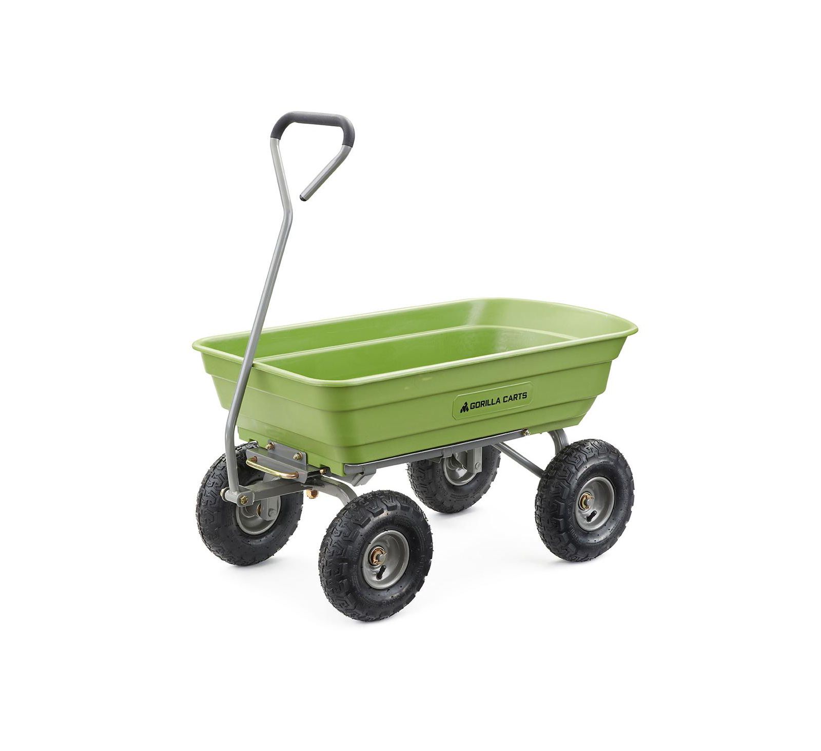 Gorilla Carts Heavy Duty Poly Yard Dump Cart, Lawn and Garden Wagon, 600 Lb, Green