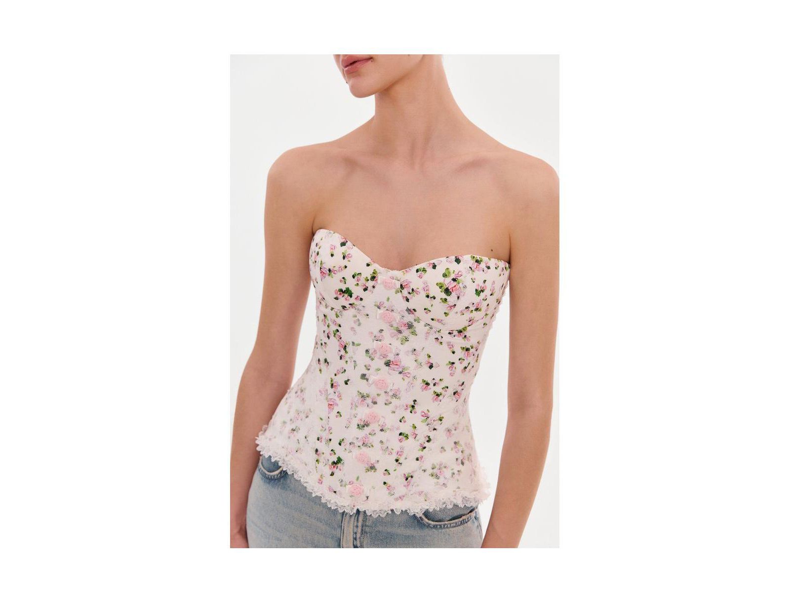 Milla Womens Romantic apple blossom corset with rosebud appliques