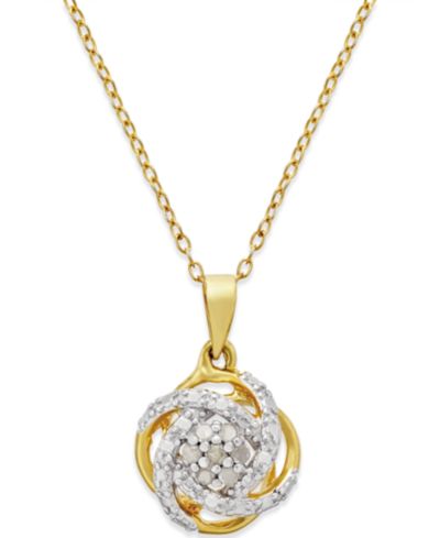 Diamond Love Knot 18" Pendant Necklace (1/10 ct. t.w.) in 18k Gold-Plated Sterling Silver or Sterling Silver